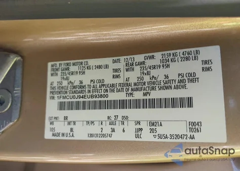 2014 Ford Escape Titanium from USA, damaged, VIN 1FMCU0J94EUB93800
